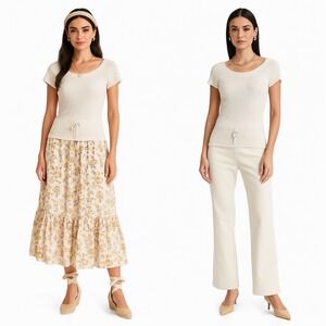 Lauren Ralph Lauren 100%‎ Linen Knit Top L White Pullover Coastal Resort Summer